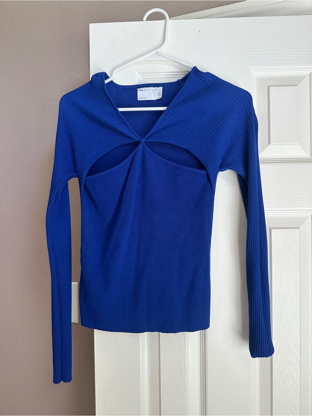 ASOS Royal Blue Long-Sleeve Cutout Top